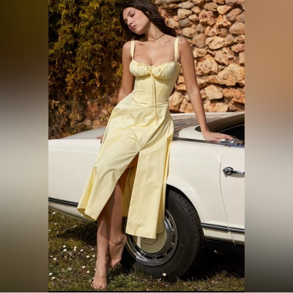 House of CB Carmen Bustier Sundress in Buttercup XS Plus Cup